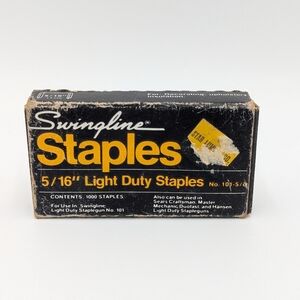 Vintage Swingline Staples 5/16" Light Duty No. 101-5/cd 1000 Ct Full Box USA